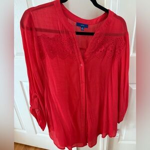Apt. 9 Red Embellished 3/4 Sleeve Blouse